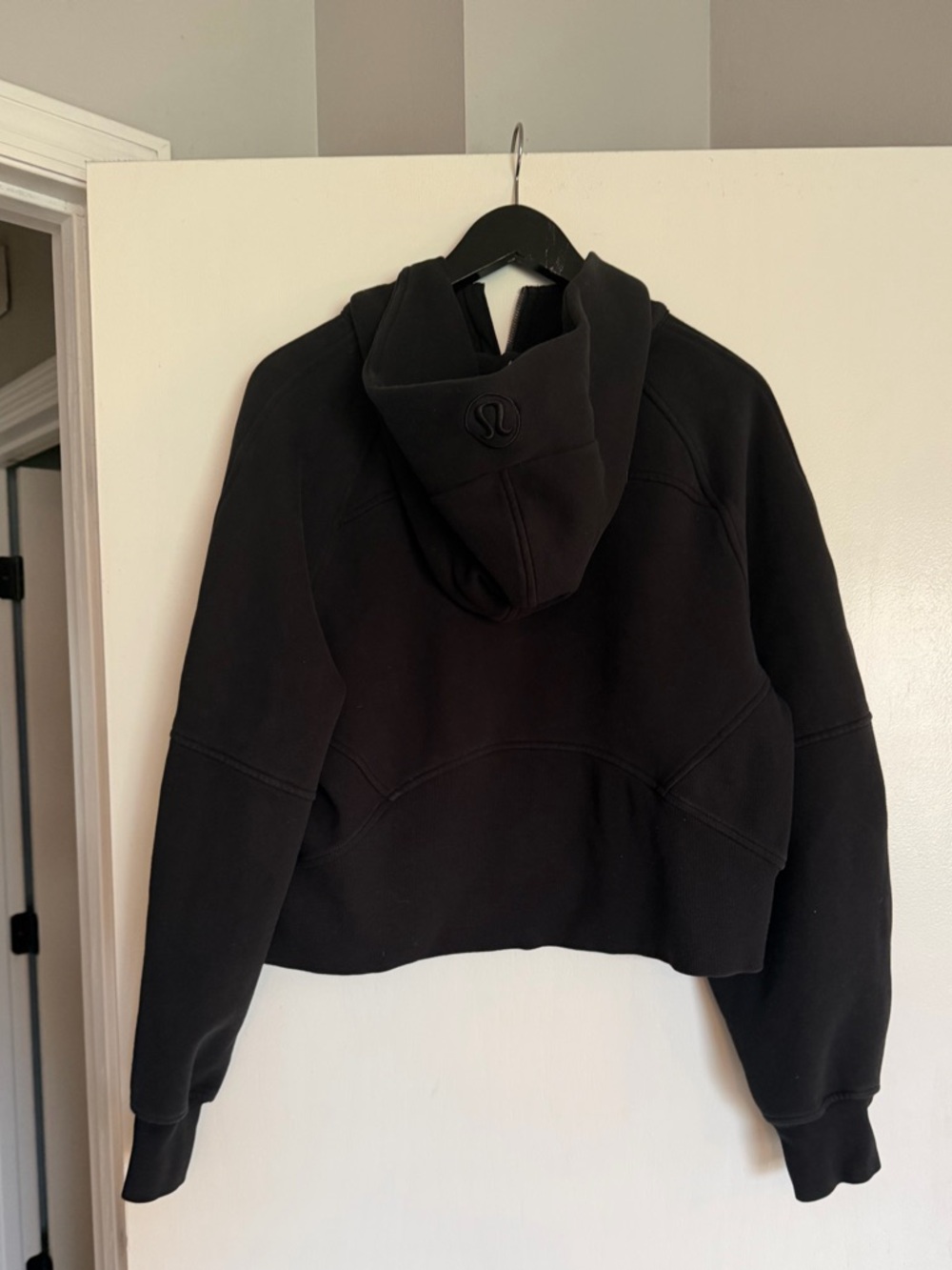 Lululemon Oversized Cropped Scuba 1/2 Zip Hoodie Black Size Medium/Large - Picture 7 of 9
